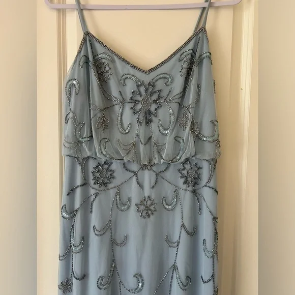 Adrianna Papell Blouson Light Blue Embellished Gown Size 6 - Picture 6 of 11